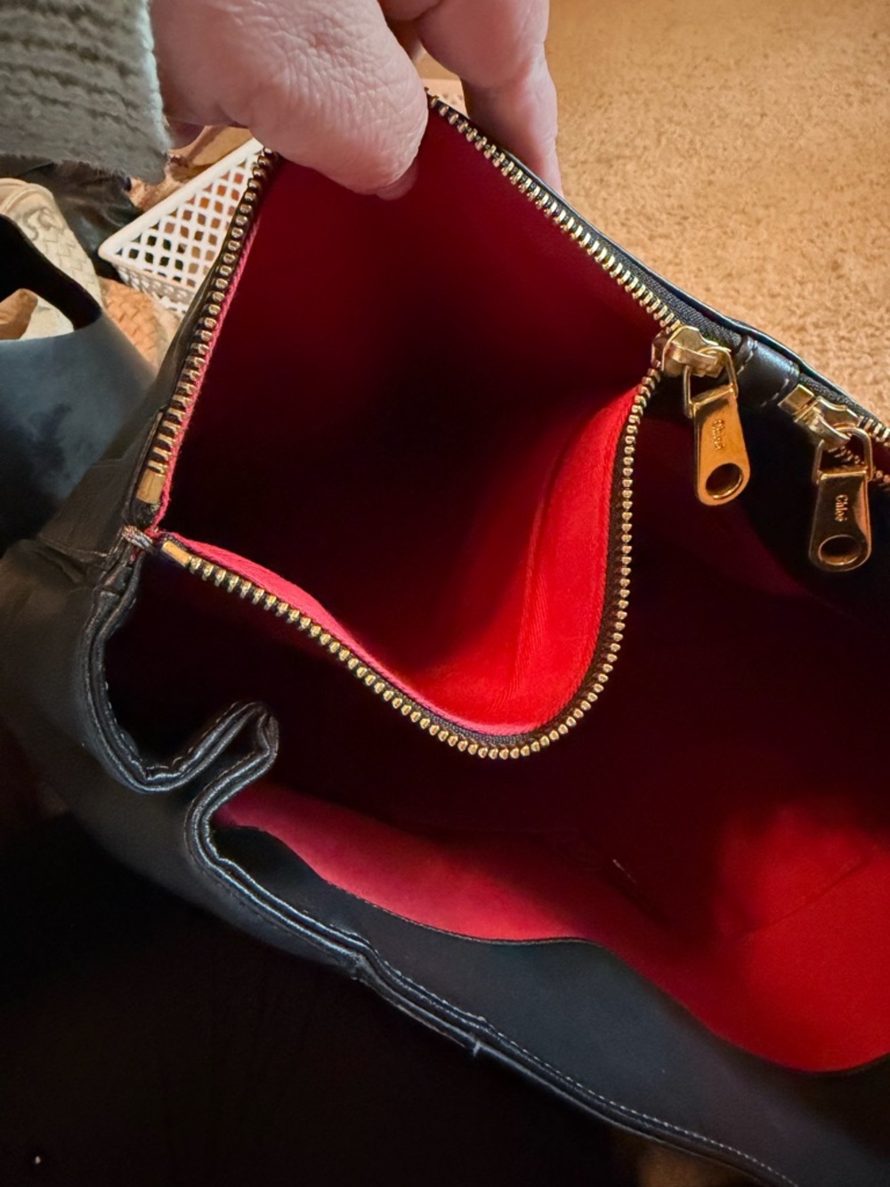 Chloe Black Leather Tote with Tan Tassel Charm - Picture 6 of 6